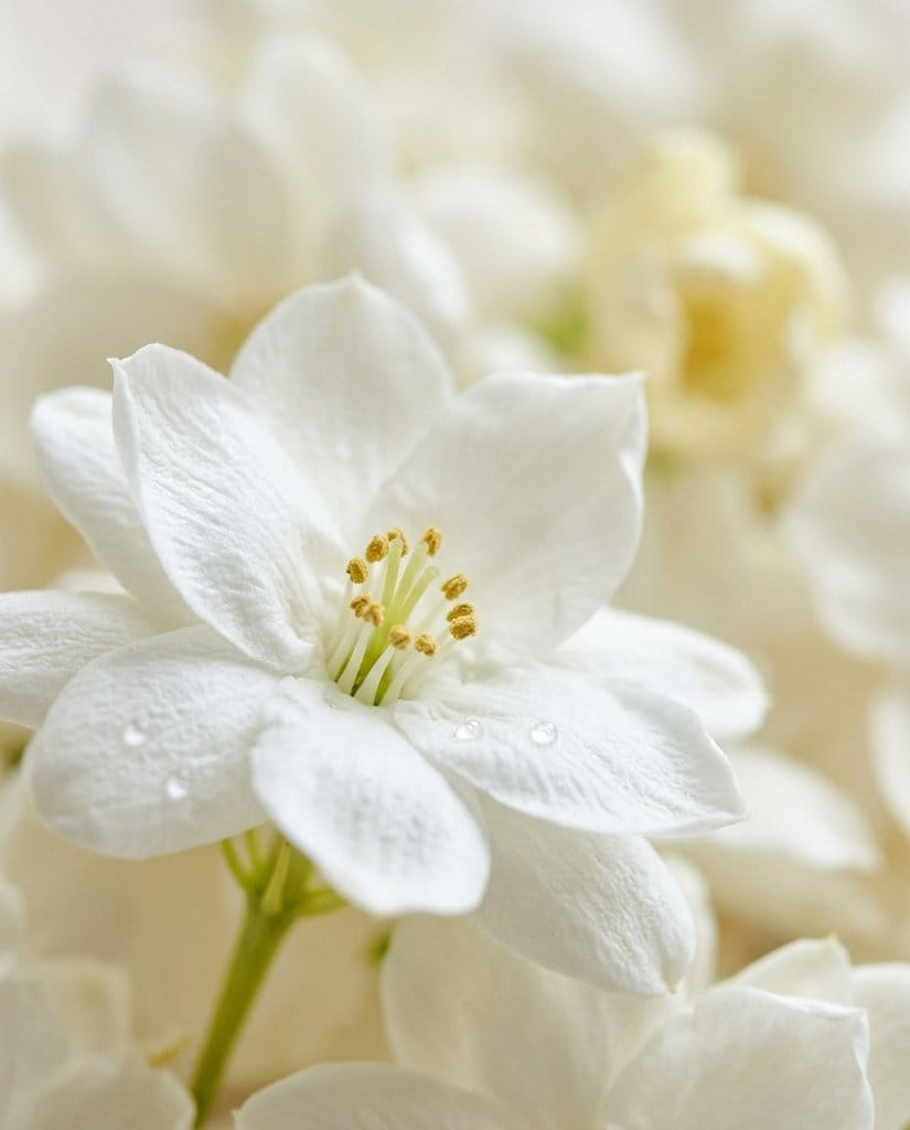 A white jasmine flower in bloom