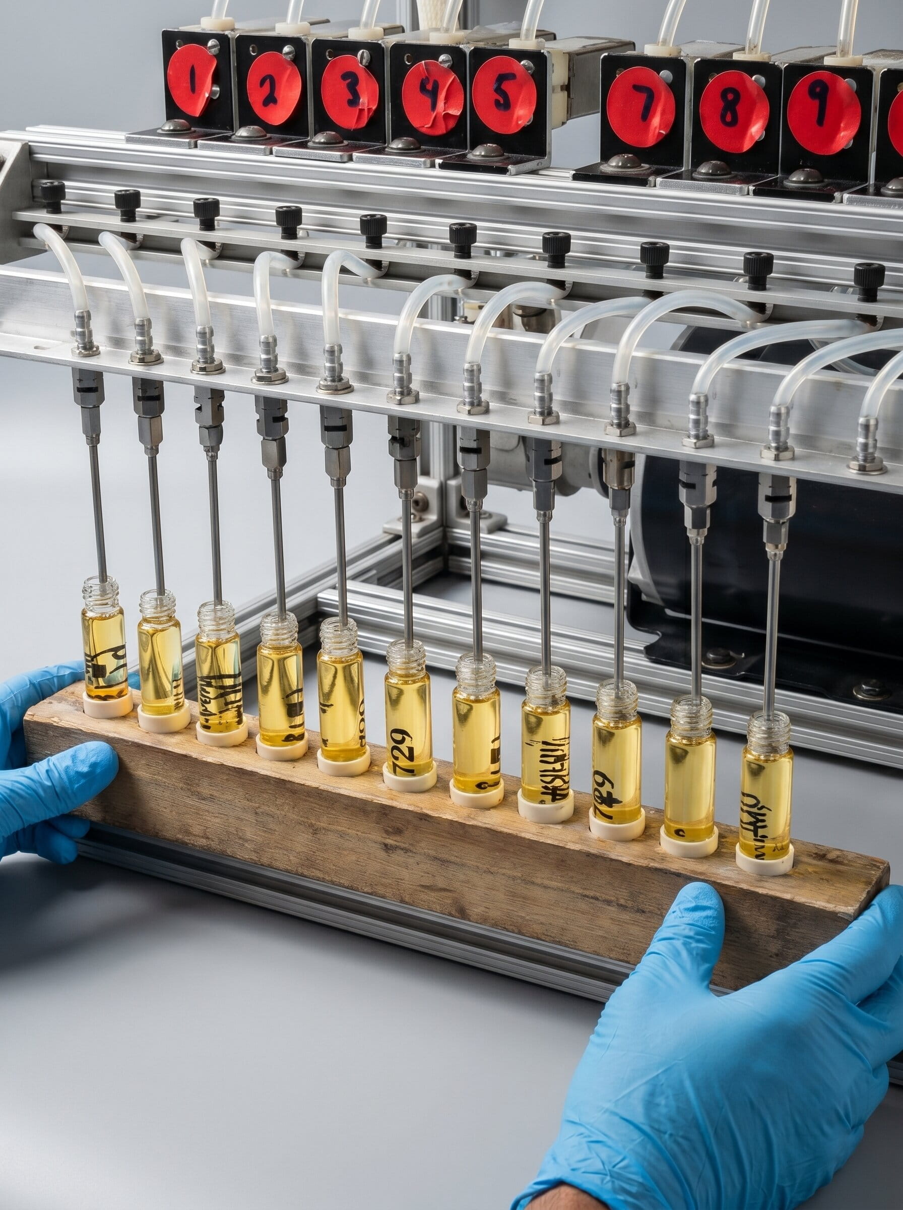 Fragrance bottles on a United States production line