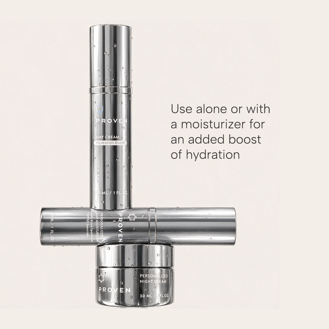 Hydration Boost stacked with the Personalized Day Moisturizer and Night Cream